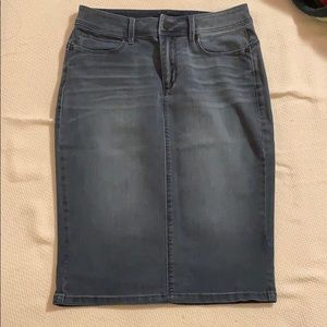 Eva Longoria Denim Midi Skirt